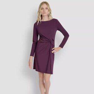 DKNY Women's Long Sleeve Boat Neck Sheath Dress Damson Size 6